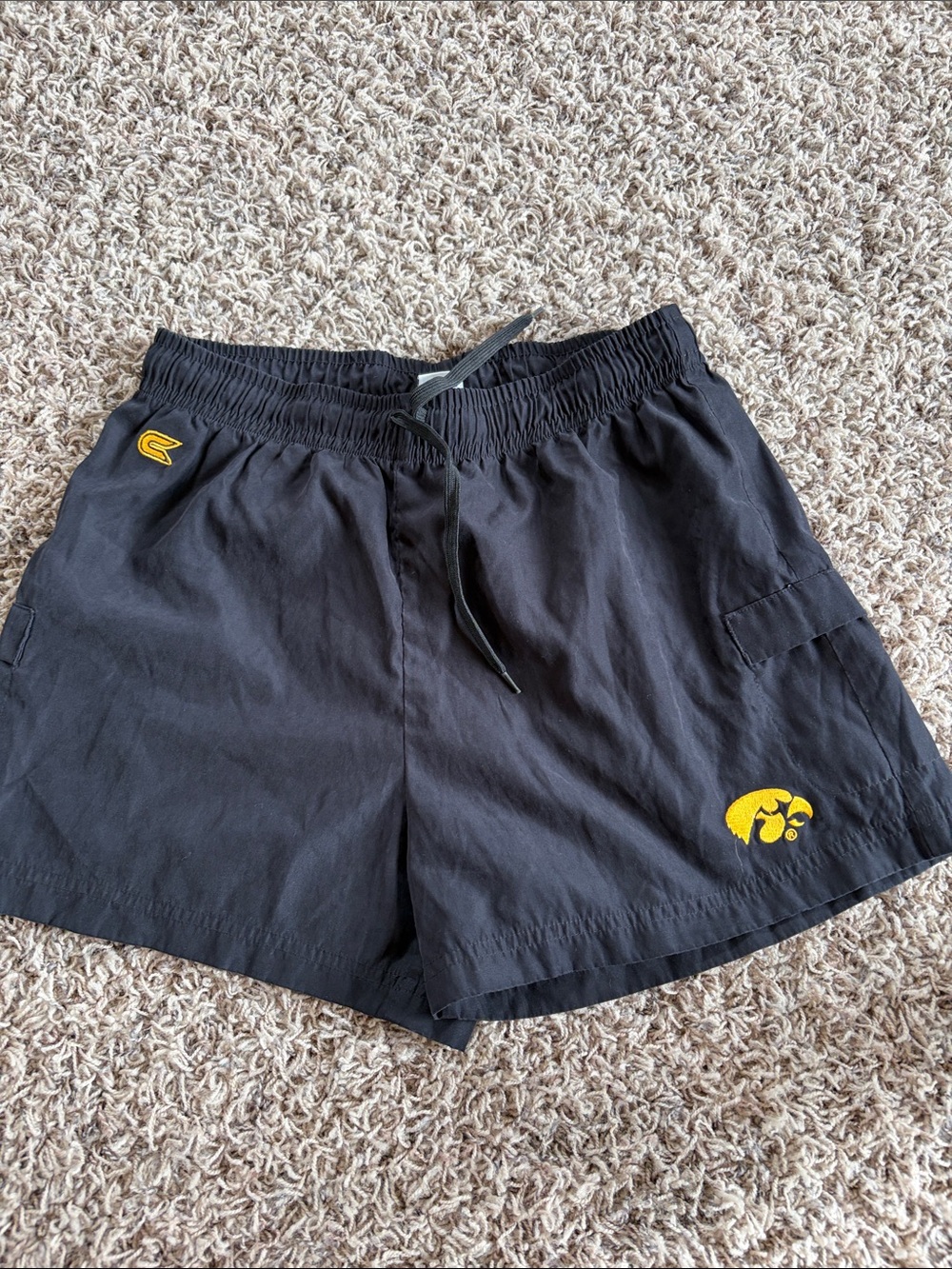 Black Women's Athletic Shorts with Iowa Hawkeye Logo